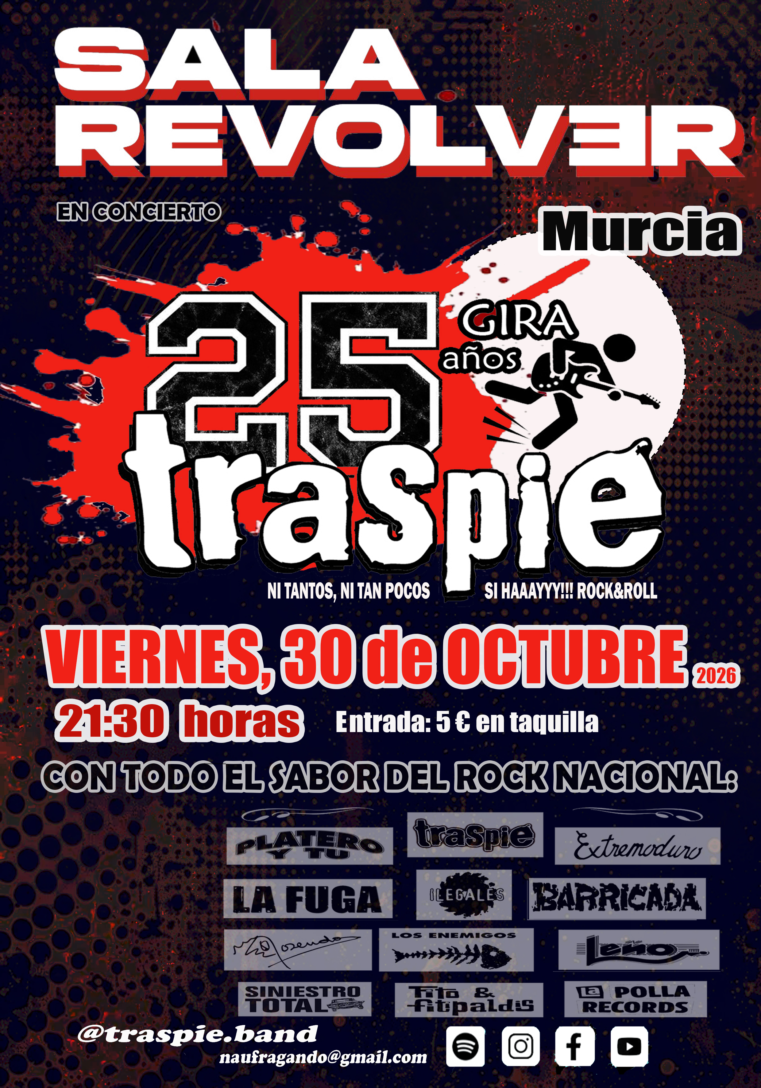 Cartel completo del concierto de TRASPIÉ