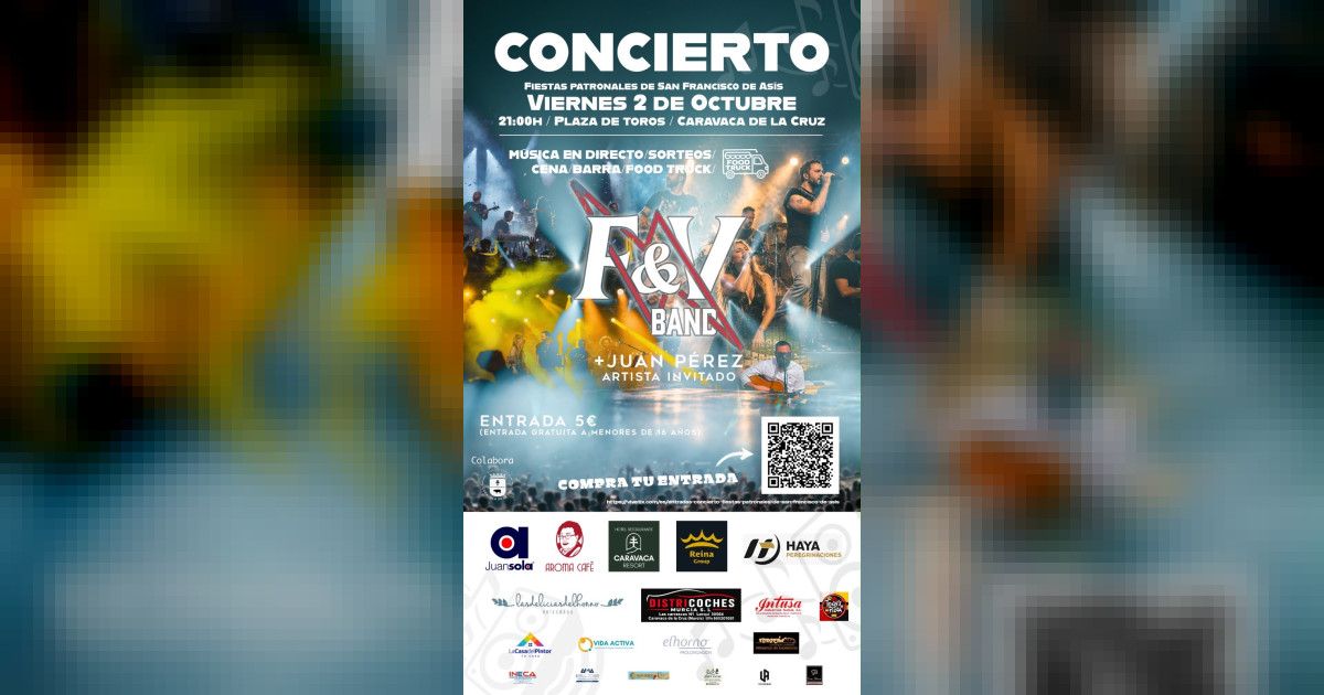 Cartel del concierto de FyVBand en Plaza de toros de Caravaca